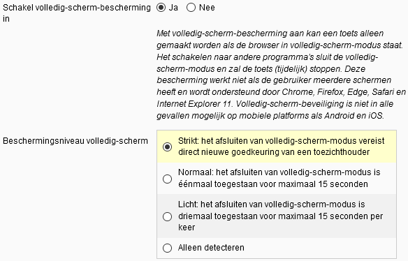 Volledig scherm instellingen