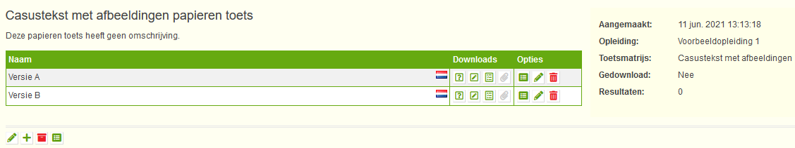 Papieren toets gegenereerd
