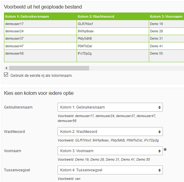 Invoeren kandidaten voorbeeld